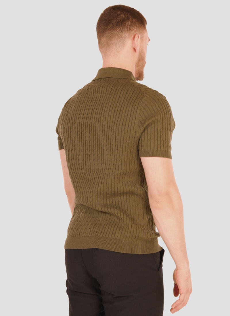 Fine Cable Knit Polo Shirt - Alden & Ash