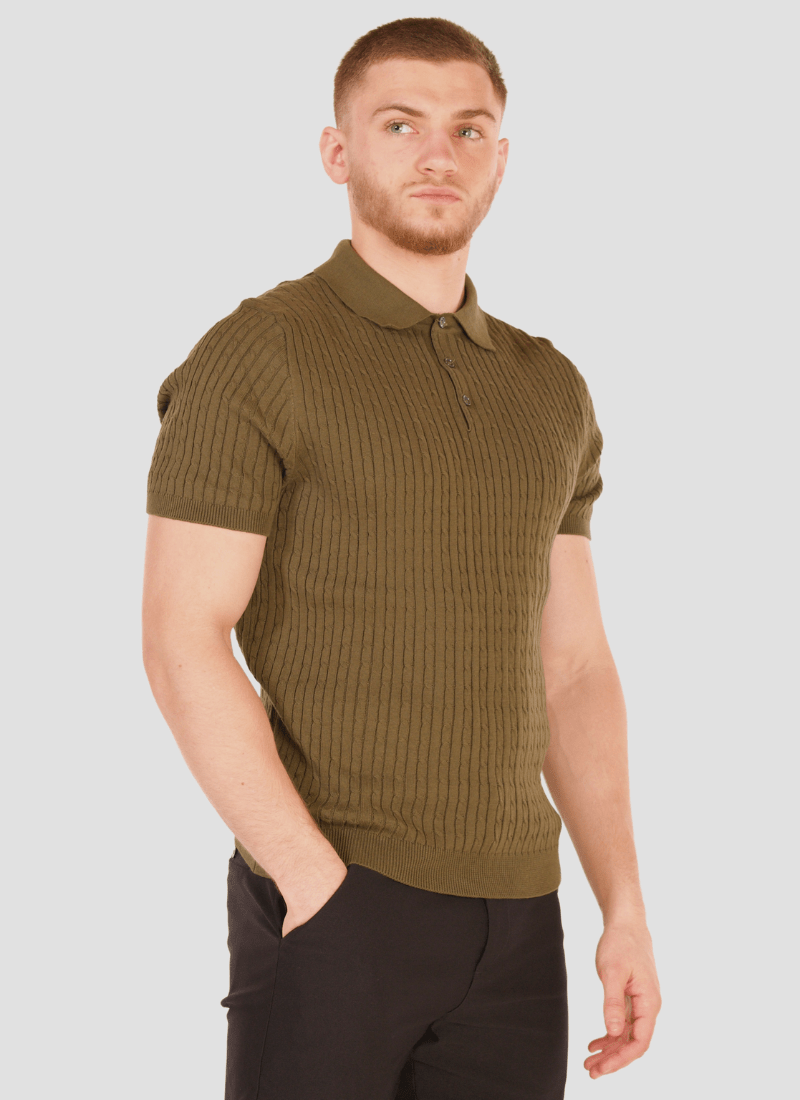 Fine Cable Knit Polo Shirt - Alden & Ash