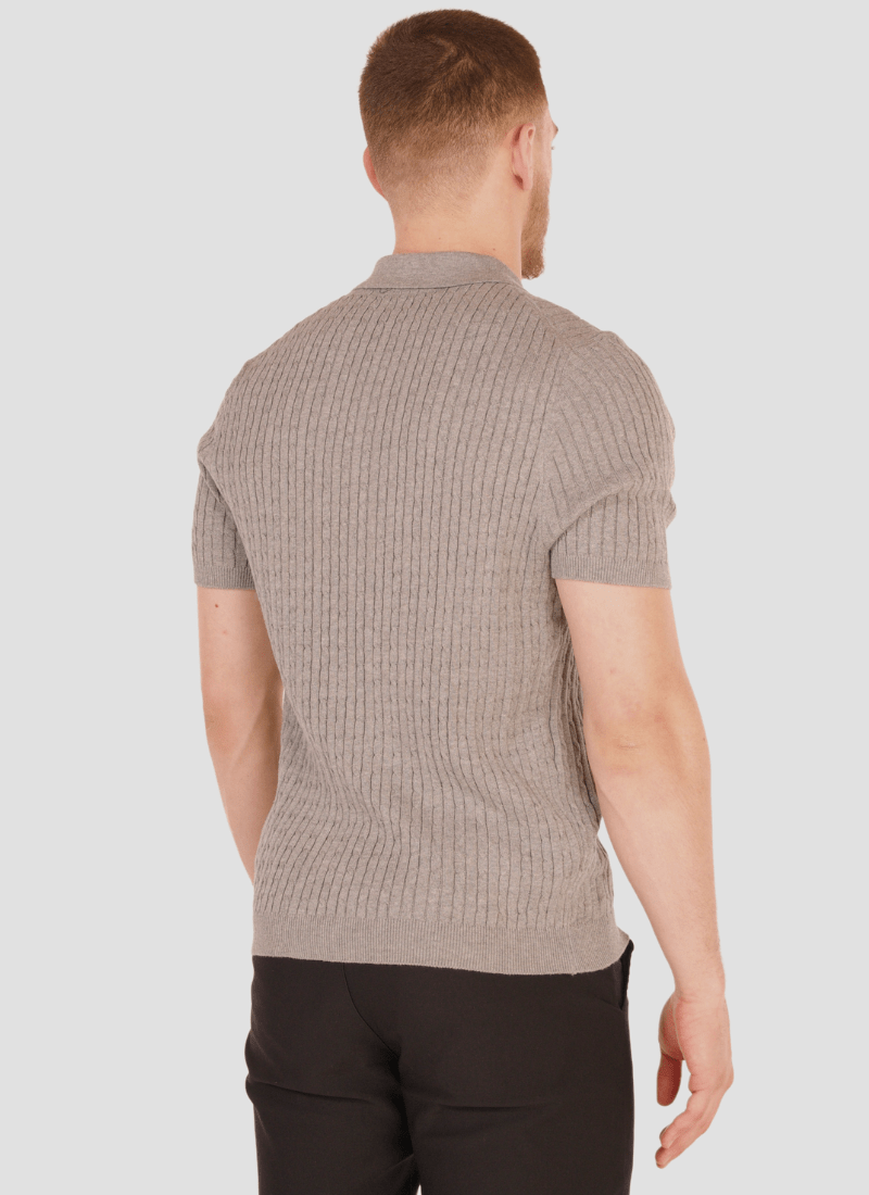 Fine Cable Knit Polo Shirt - Alden & Ash