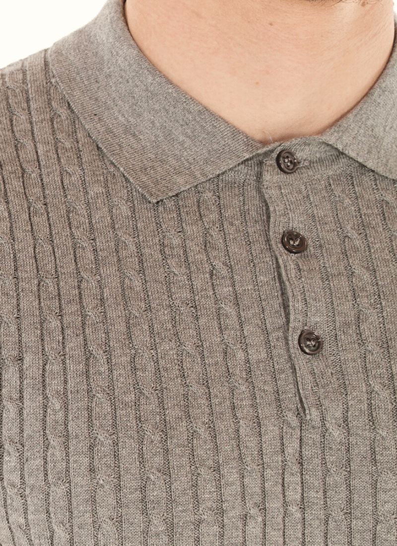 Fine Cable Knit Polo Shirt - Alden & Ash