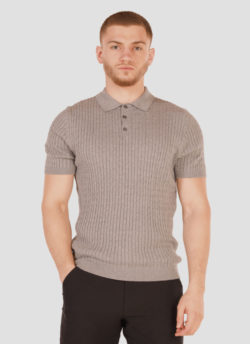 Fine Cable Knit Polo Shirt - Alden & Ash