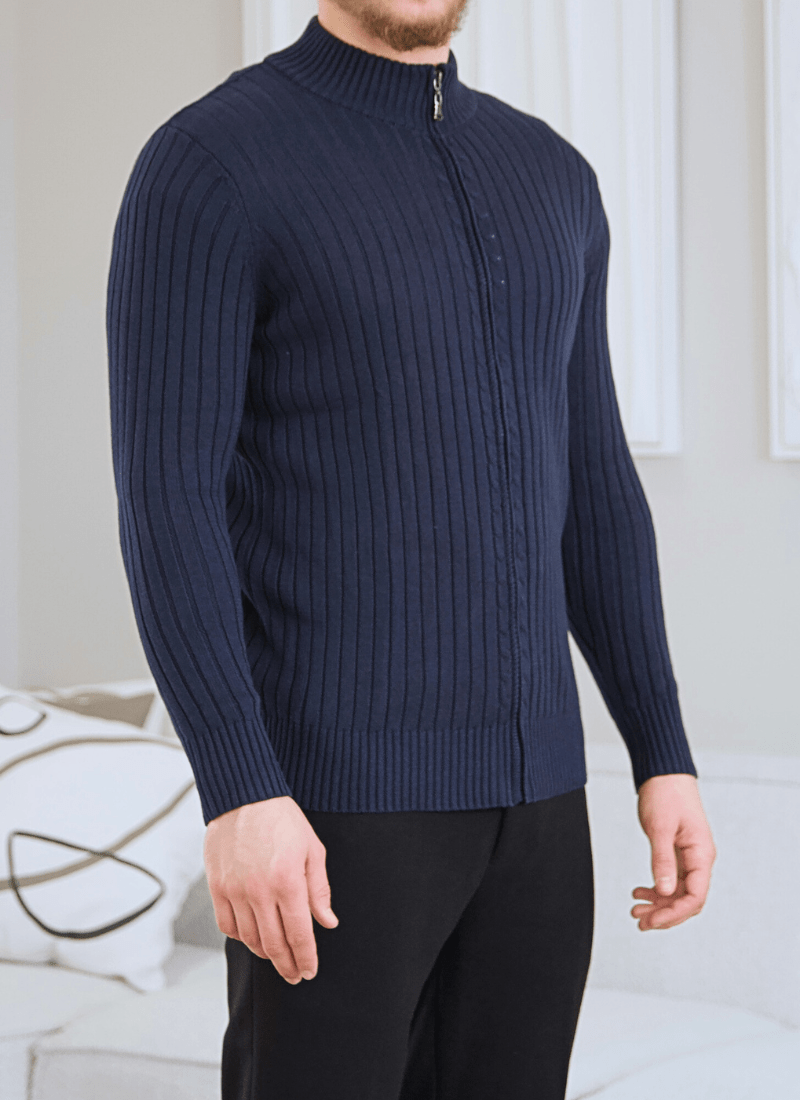 Full-Zip Cotton Knit Cardigan - Alden & Ash