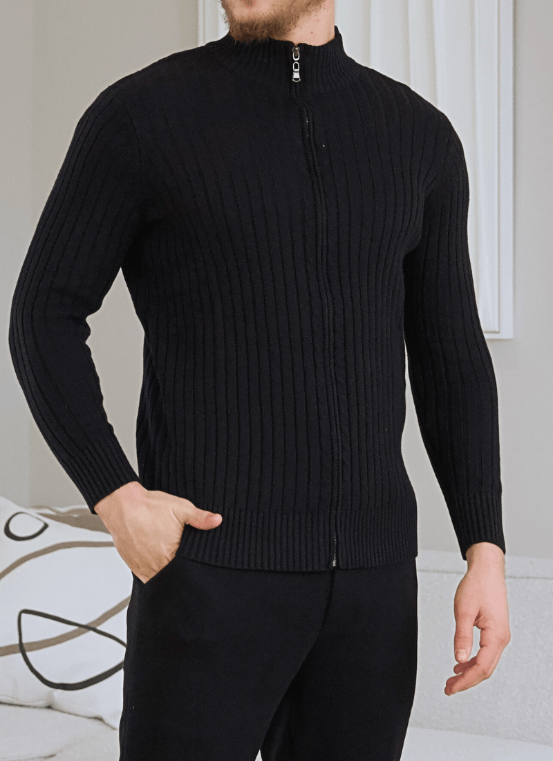 Full-Zip Cotton Knit Cardigan - Alden & Ash