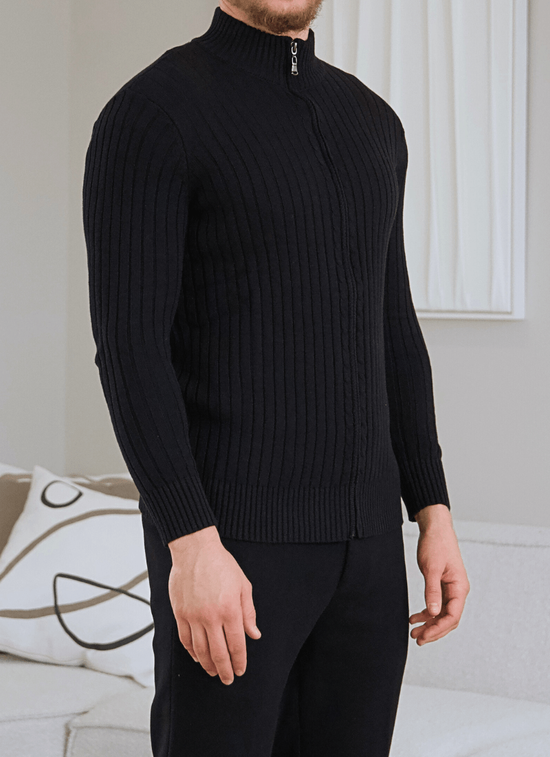 Full-Zip Cotton Knit Cardigan