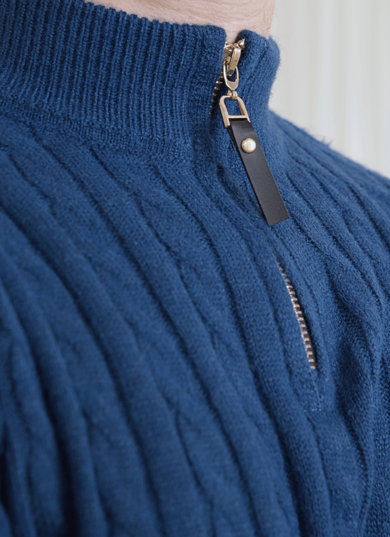 Quarter-Zip Cable Knit Sweater - Alden & Ash