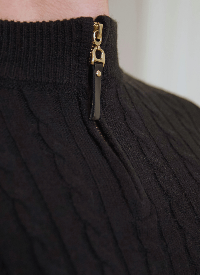 Quarter-Zip Cable Knit Sweater - Alden & Ash