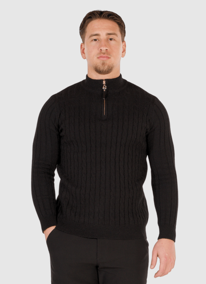 Quarter-Zip Cable Knit Sweater