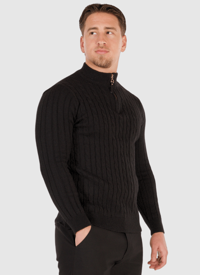 Quarter-Zip Cable Knit Sweater