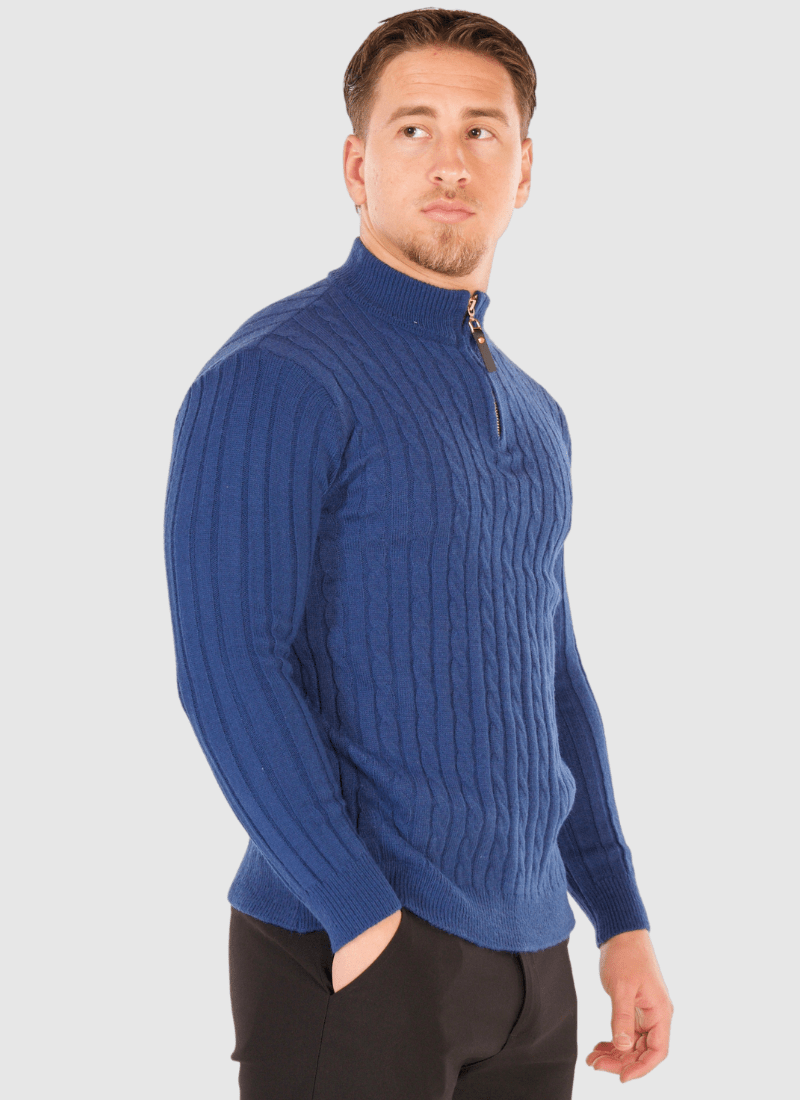 Quarter-Zip Cable Knit Sweater - Alden & Ash