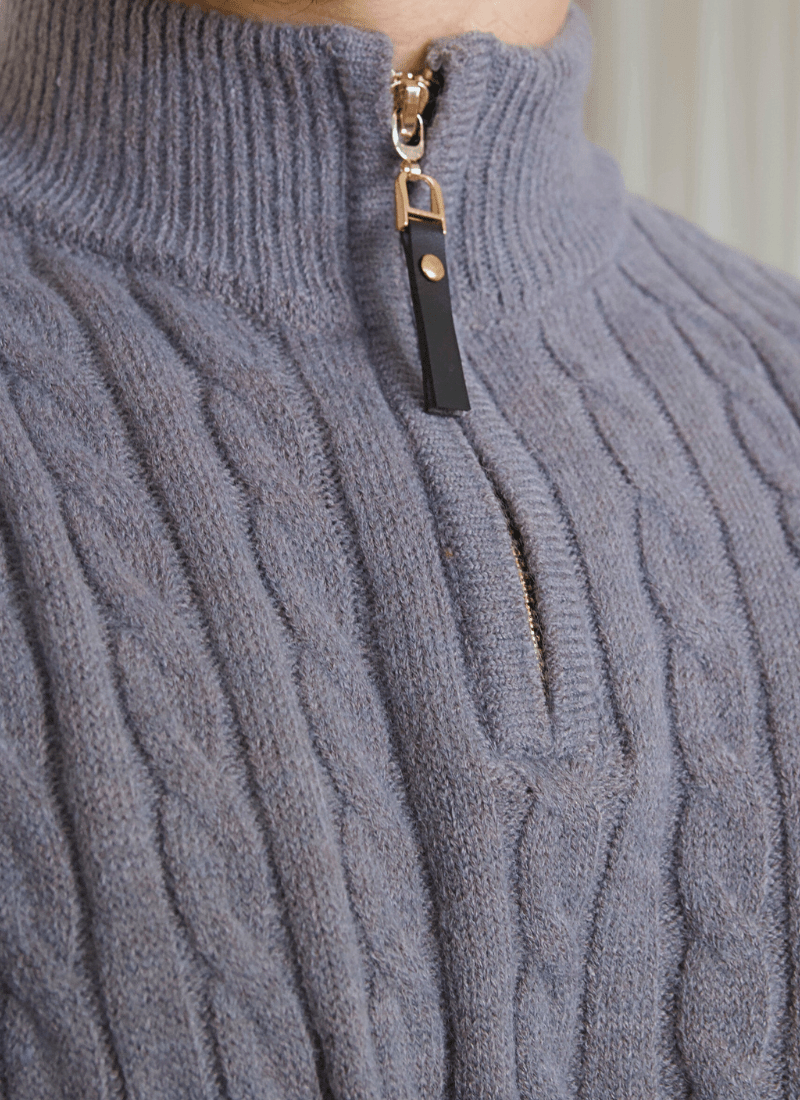 Quarter-Zip Cable Knit Sweater - Alden & Ash