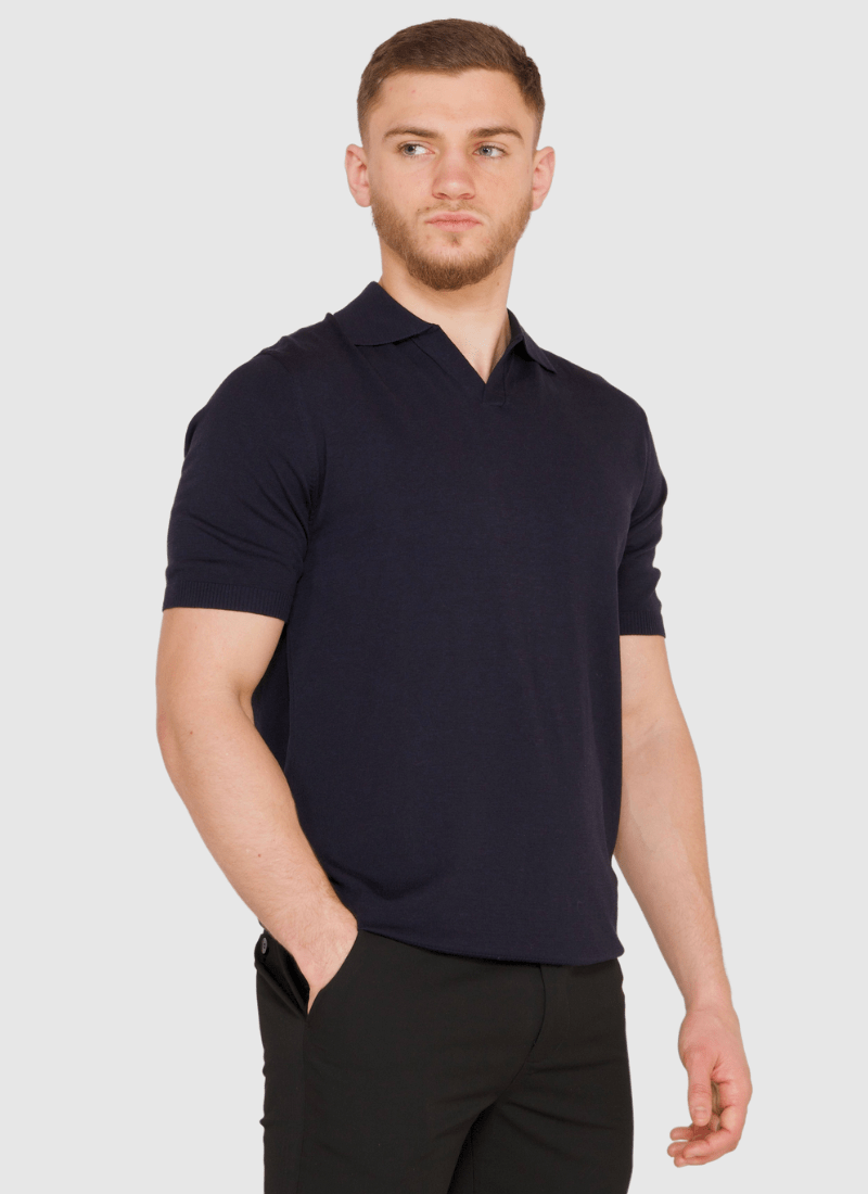 Silk V-neck Polo Shirt