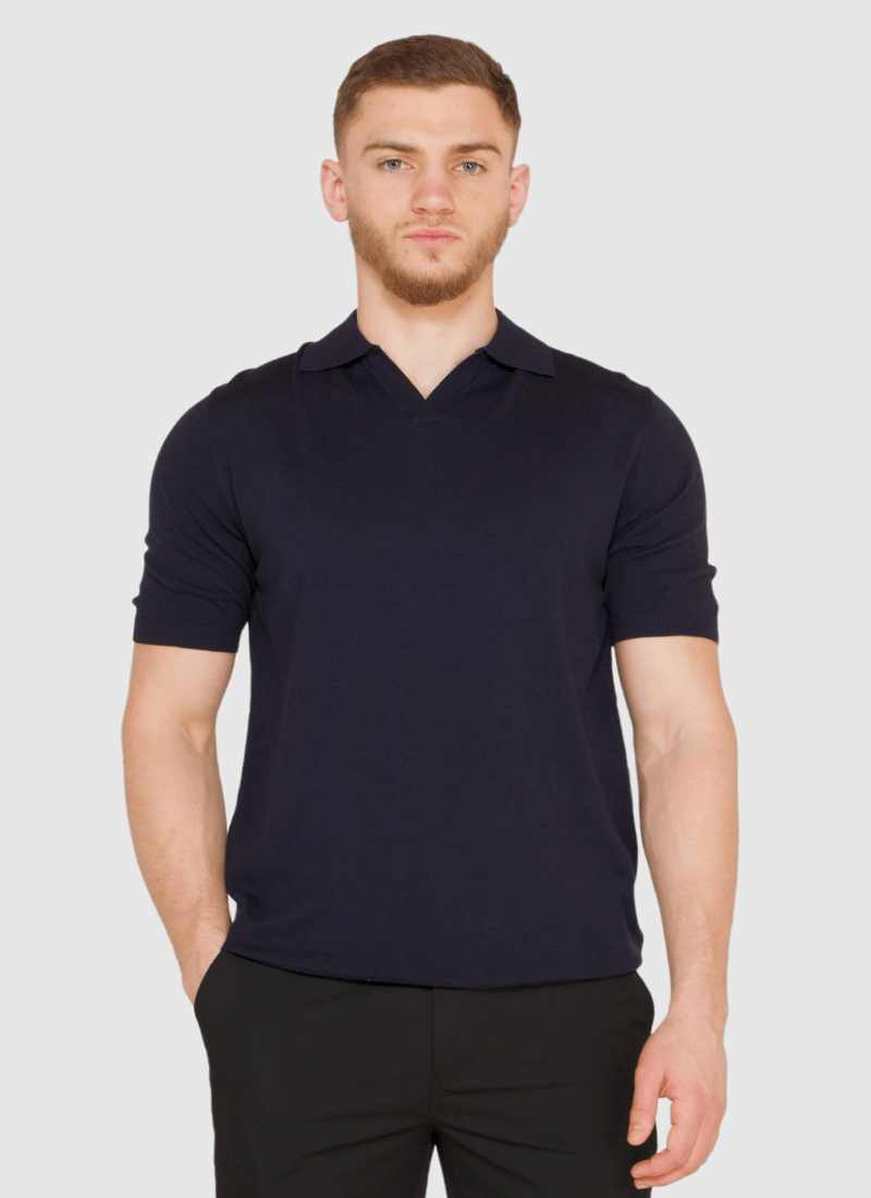 Silk V-neck Polo Shirt