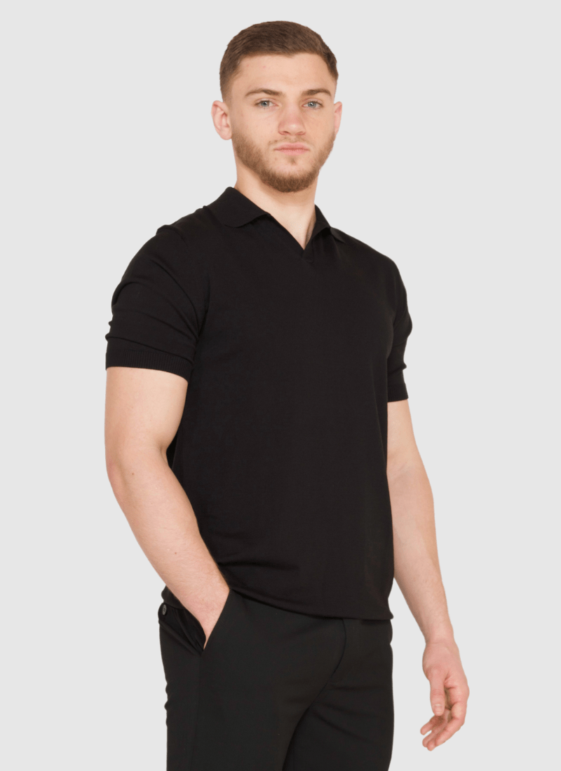 Silk V-neck Polo Shirt