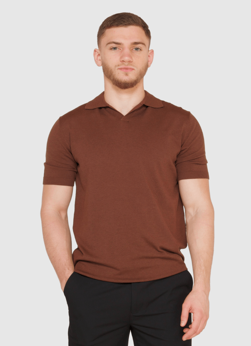 Silk V-neck Polo Shirt