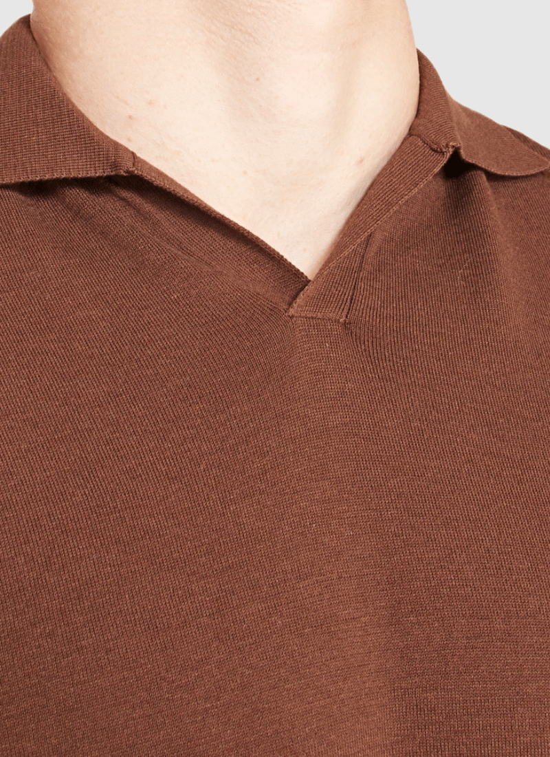 Silk V-neck Polo Shirt