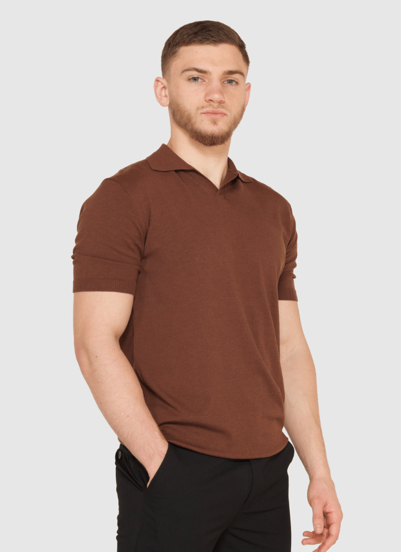 Silk V-neck Polo Shirt