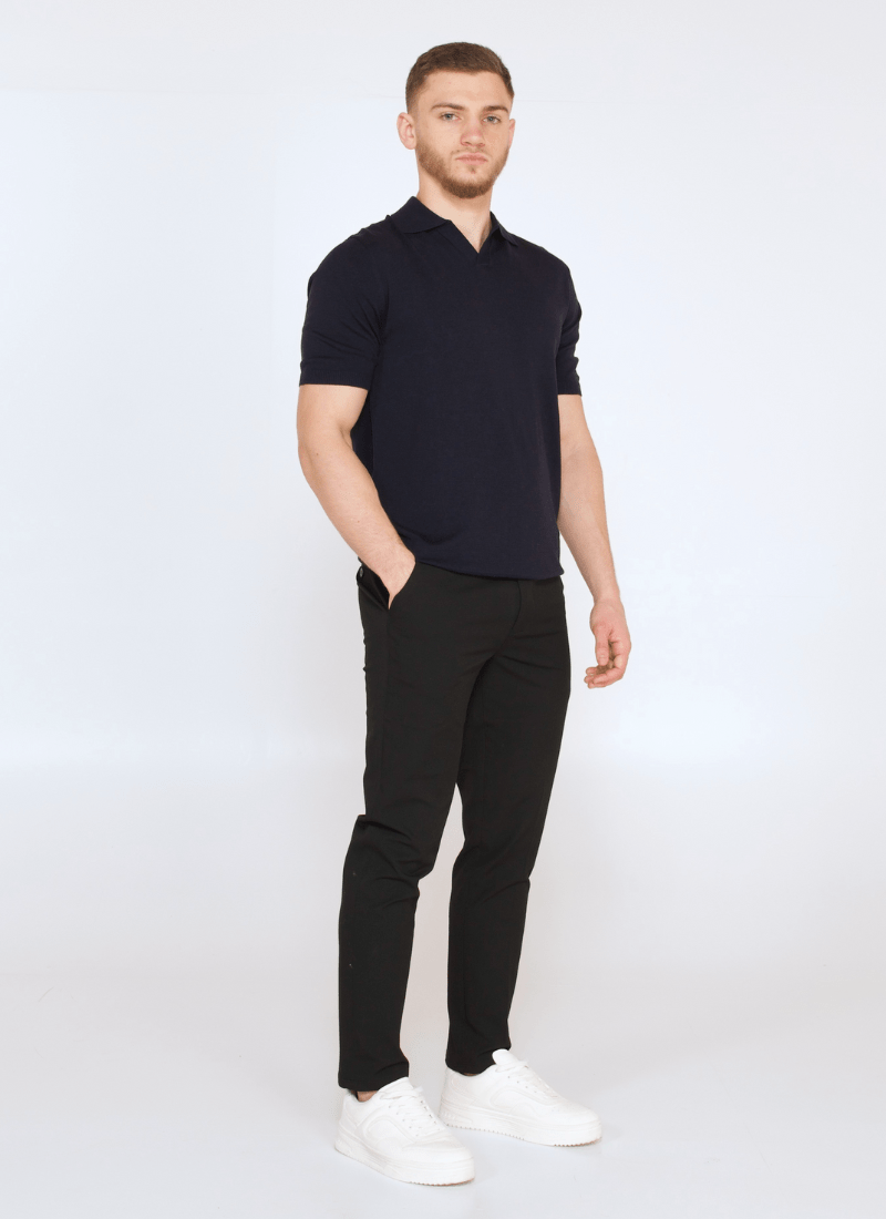 Silk V-neck Polo Shirt