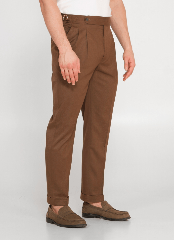 Tapered Linen Blend Trousers